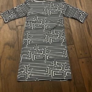 Wish Black and White Sheath Dress 3/4 Sleeve Bateau Neckline